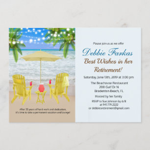 Beach Themed Retirement Lounge Chair Invitation