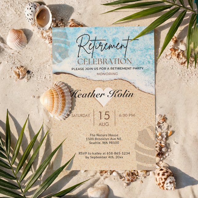 Beach Themed Retirement Party Online Printable Invitation (Creator Uploaded)