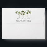Beach Themed Return Address Envelope<br><div class="desc">This is a modern elegant beach themed return address envelope featuring a minimalist font pairing and watercolor palm trees. Edit all wording and all font and background colors. The colors of the palm trees are not editable // For matching items, please visit the "KAIA" collection in the Sincerely By Nicole...</div>