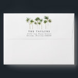 Beach Themed Return Address Envelope<br><div class="desc">This is a modern elegant beach themed return address envelope featuring a minimalist font pairing and watercolor palm trees. Edit all wording and all font and background colors. The colors of the palm trees are not editable // For matching items, please visit the "KAIA" collection in the Sincerely By Nicole...</div>