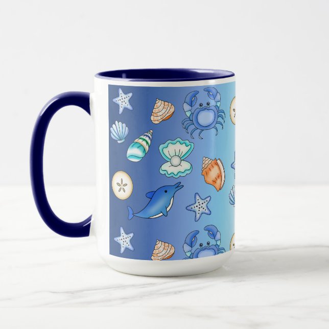 Beach Themed Sea Creatures Mug (Left)