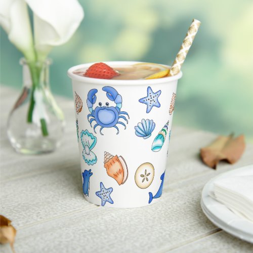 Beach Themed Sea Creatures Paper Cups