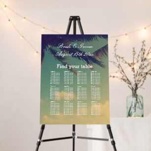 Beach themed seaside wedding seating chart foam board