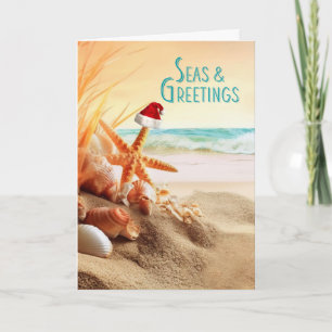 Beach Themed Season's Greetings Holiday Card