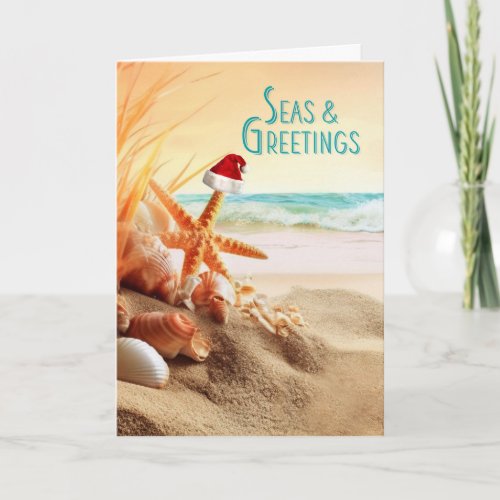 Beach Themed Season's Greetings Holiday Card