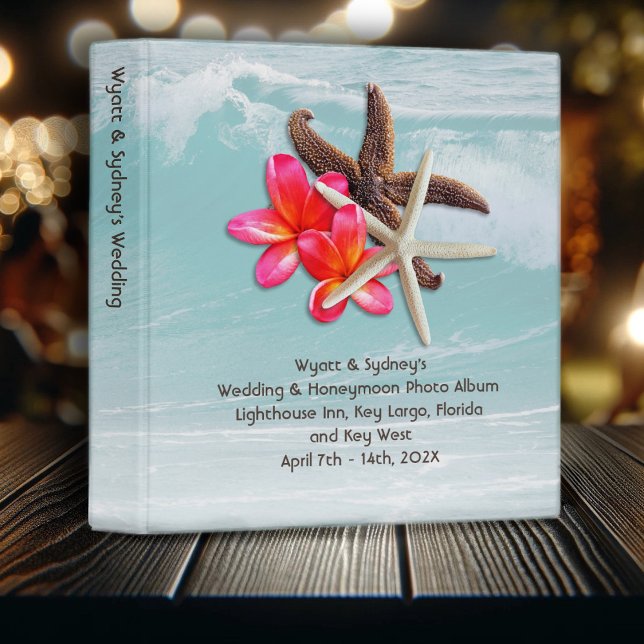 Beach Themed Starfish Wedding Photo Album 3 Ring Binder (Creator Uploaded)