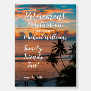 Beach Themed Sunset Palm Trees Retirement Party   Foam Board