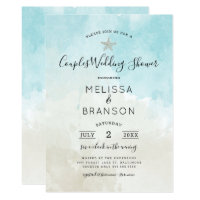 Beach Themed Watercolor Couples wedding shower Invitation