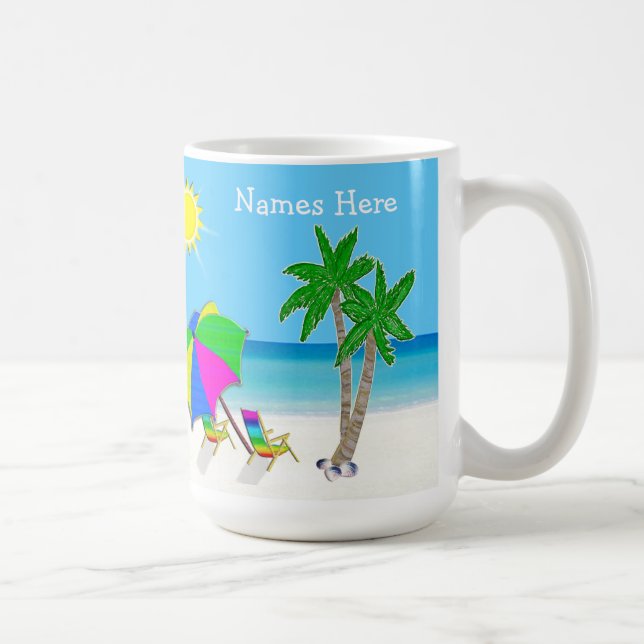 Beach Themed Wedding Gifts 2 Text Boxes Coffee Mug (Right)