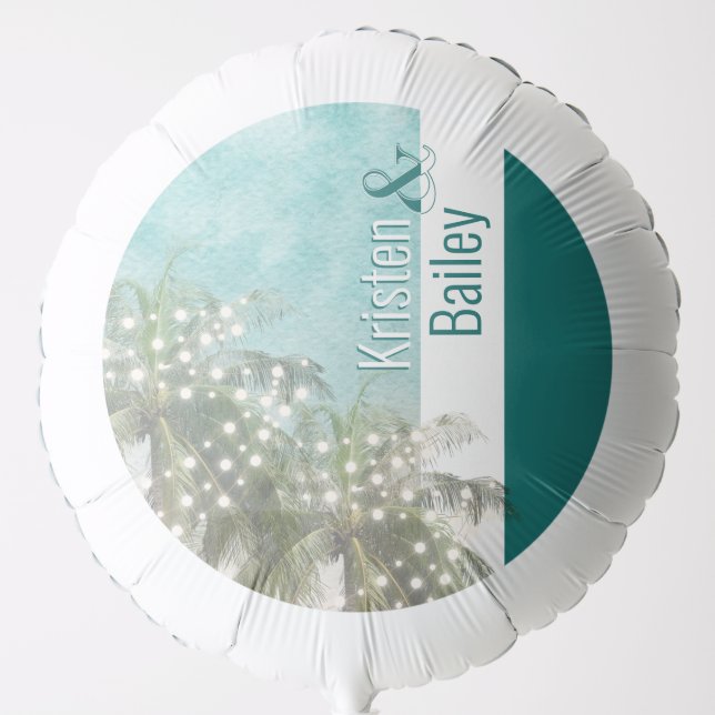 Beach Themed Wedding Personalized Helium Balloon (Front)