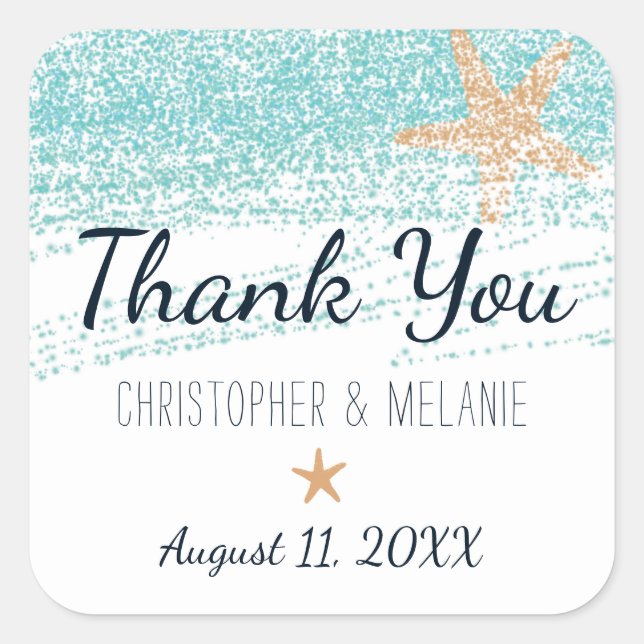 Beach themed Wedding Stickers - Favor Stickers (Front)