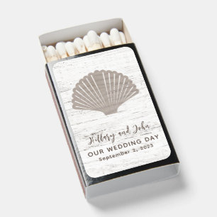 Beach Themed Wedding Wood Grain Matchboxes