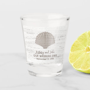 Beach Themed Wedding Wood Grain Shot Glass