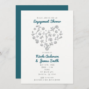 Beach Things Diamond Heart Elegant Modern Invitation