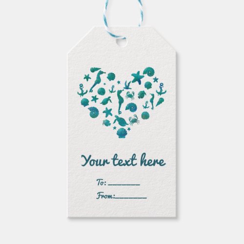 Beach Things Teal Watercolor Modern Chic Elegant Gift Tags