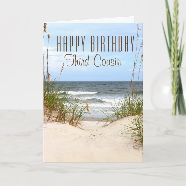Beach Third Cousin Birthday Card (Front)