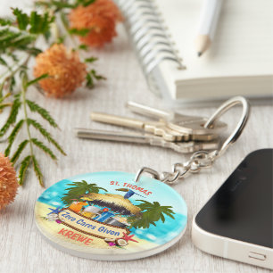 Beach Tiki Bar Classic Keychain