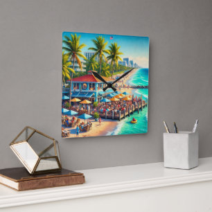Beach Time Beach Cafe Wall Clock