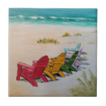 beach time ceramic tile<br><div class="desc">chairs on beach</div>
