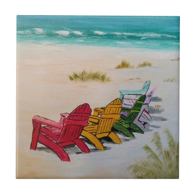 beach time ceramic tile (Front)