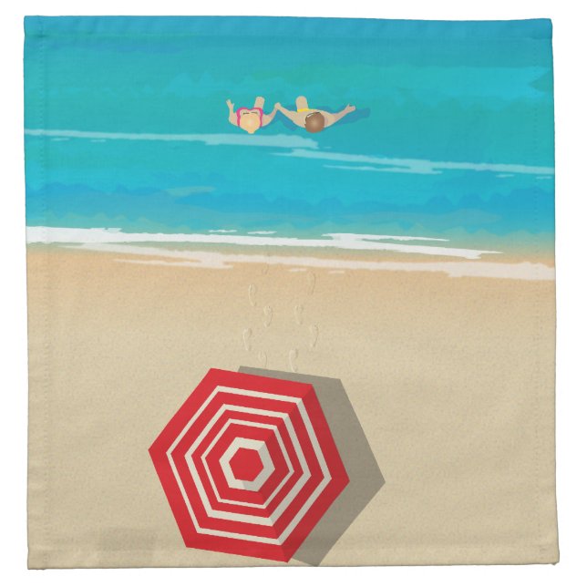 Beach time! Cloth Napkin (Front)