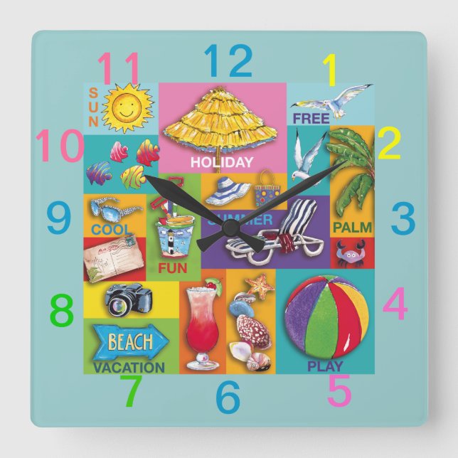 Beach Time Collage wall clock (Front)