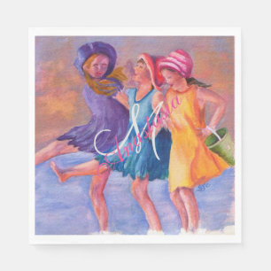 BEACH TIME GIRLFRIENDS MONOGRAM PARTY NAPKINS