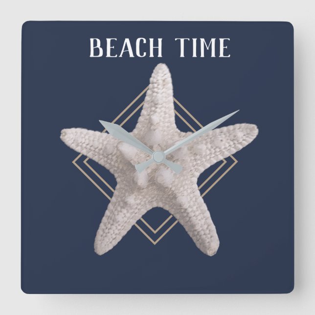 Beach Time Nautical Starfish Wall Clock (Front)