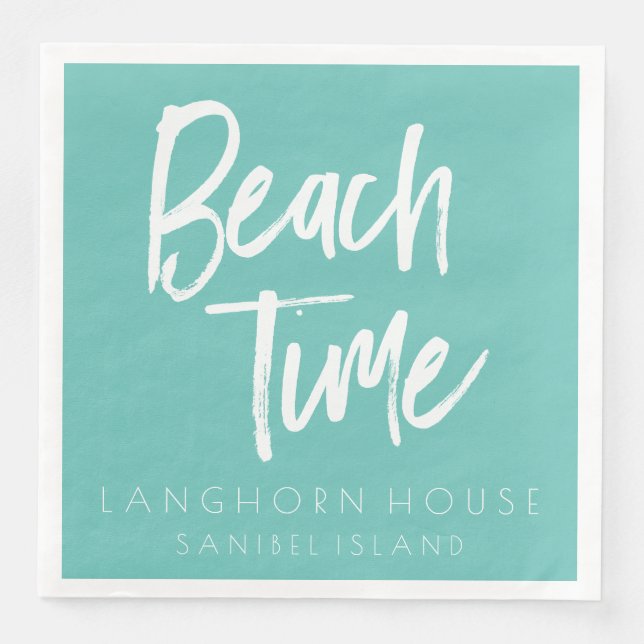 Beach Time Party Paper Dinner Napkins (Front)