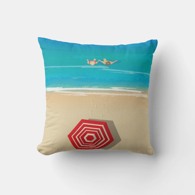 Beach time! throw pillow (Front)