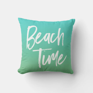 Beach Time Turquoise Ombre Throw Pillow