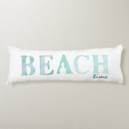 BEACH time watercolor teal Double sided Body Pillow
