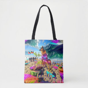 Beach Tote Bag Family German Shepherd Dog 