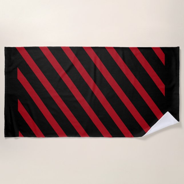 Beach Towel Beach Towels Red and Black Stripe (Front)