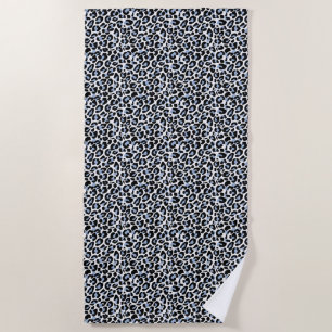 Beach Towel-Blue Leopard Print Towel