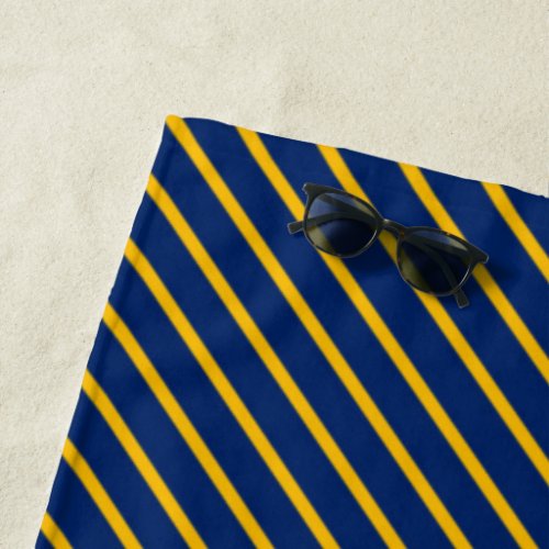 Beach Towel Blue with Yellow Stripes