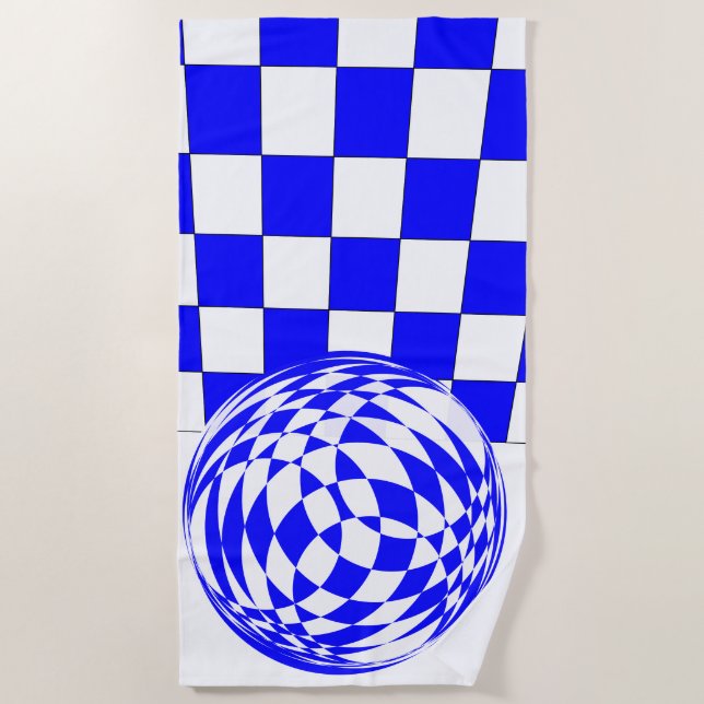 Beach Towel - Checkerboard and Ball Illusion (Front)