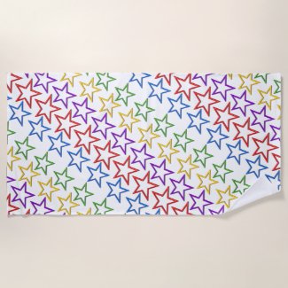 Beach Towel - Colored Stars in Rows