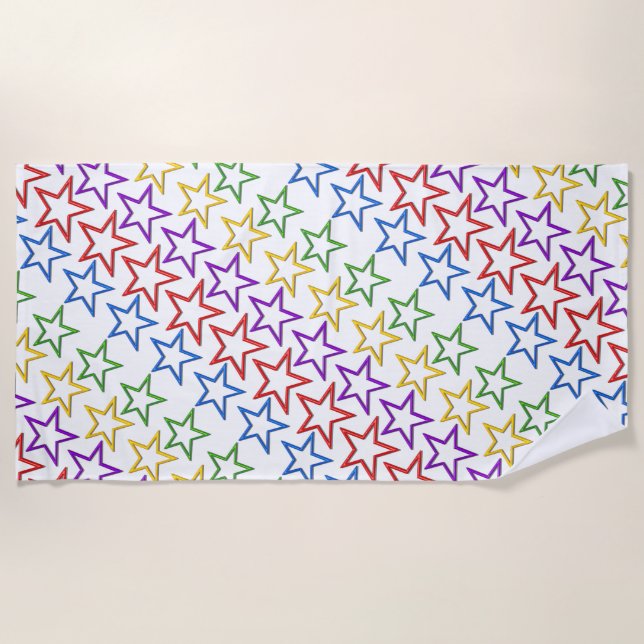 Beach Towel - Colored Stars in Rows (Front)