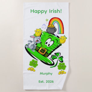 Beach Towel Happy St. Patrick's Day Rabbit
