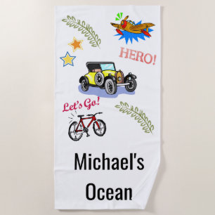 Beach Towel Hero Bicycle Car Airplane