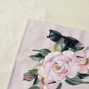 Beach Towel Magnolia Pink Flowers
