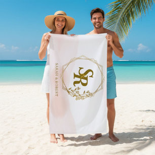 Beach towel, Monogrammed, Wedding gift Towel