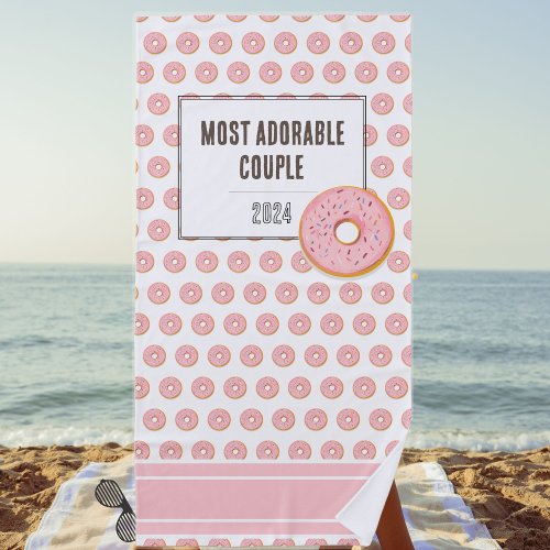 Beach towel Most adorable couple donuts design Beach Towel