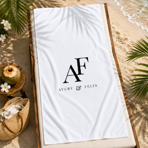 Beach Towel Personalized Couple Monogram Wedding