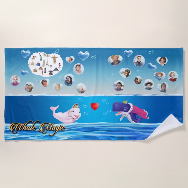 Beach Towel Prince & Princess of Whales "Bubbles" (Front)