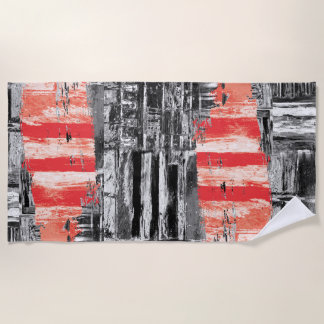 Beach Towel – Red Pulse Abstract Design