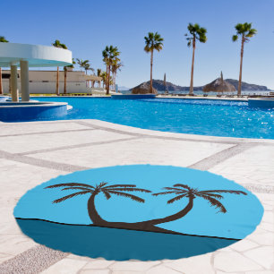 Beach Towel (round) - Palm Island Silhouette