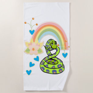 Beach Towel Snake Rainbow Floral