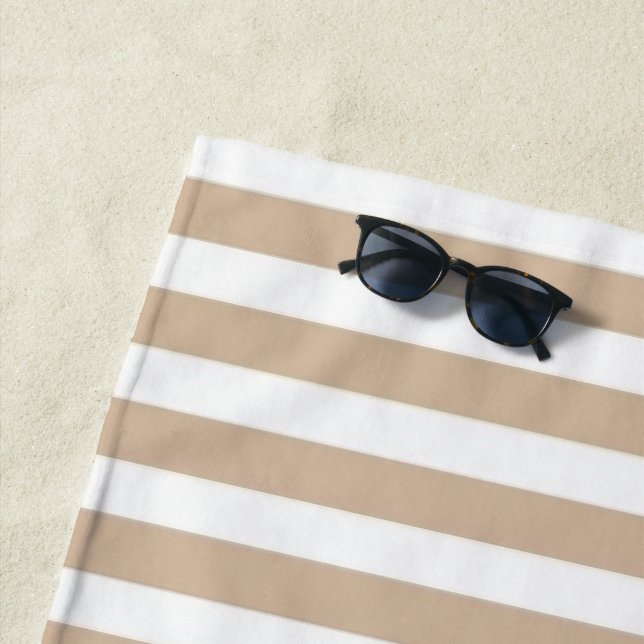 Beach Towel Spring Beige & White Stripe (In Situ)